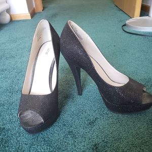 Black Apt9 Peep-Toe Heels
